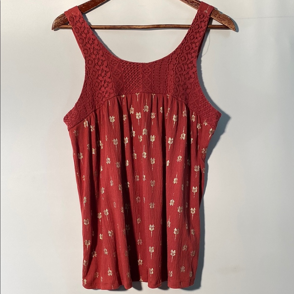 Maurices Burnt Orange Smocked Sleeveless Tank Top